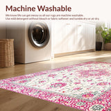 Ultra Soft Area Rug, Non Slip, Stain Resistant, Washable Area Rugs for Living Room, Bedroom, Rustic Soft Floral Texture(White)