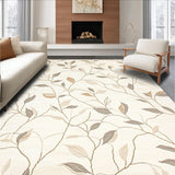 Ultra Soft Area Rug, Non Slip, Stain Resistant, Washable Area Rugs for Living Room, Bedroom, Abstract Foliage Area Round Portable for Any Deck Space(Beige)