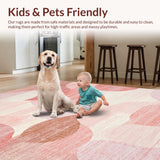 Ultra Soft Area Rug, Non Slip, Stain Resistant, Washable Area Rugs for Living Room, Bedroom, Chic Curvy Bow Accent Rug with Artful Looped Ends and Minimalist Dot Details(Pink)