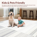 Ultra Soft Area Rug, Non Slip, Stain Resistant, Washable Area Rugs for Living Room, Bedroom, Textured Neutral Geometric Layers(Beige)