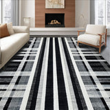 Ultra Soft Area Rug, Non Slip, Stain Resistant, Washable Area Rugs for Living Room, Bedroom, Layered Doorstep Rug with Artistic Stripe Harmony and Modern Geometric Flair(Black)