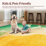 Ultra Soft Area Rug, Non Slip, Stain Resistant, Washable Area Rugs for Living Room, Bedroom, Surfboard Pattern Rug with Hawaiian Palms, Tropical Waves, Summer Beach Vibes(Green)