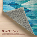 Ultra Soft Area Rug, Non Slip, Stain Resistant, Washable Area Rugs for Living Room, Bedroom, Tidal Waves surfer inspired geometric carpet(Blue)