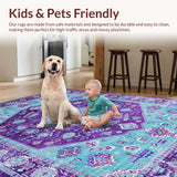 Ultra Soft Area Rug, Non Slip, Stain Resistant, Washable Area Rugs for Living Room, Bedroom, Contemporary Vintage Abstract Elements(Blue)
