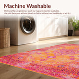 Ultra Soft Area Rug, Non Slip, Stain Resistant, Washable Area Rugs for Living Room, Bedroom, Elegant Ogee Style with Rich Hues(Orange)
