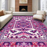 Ultra Soft Area Rug, Non Slip, Stain Resistant, Washable Area Rugs for Living Room, Bedroom, Vibrant Aztec Geometric Aesthetic(Purple)