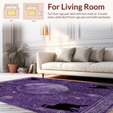 Ultra Soft Area Rug, Non Slip, Stain Resistant, Washable Area Rugs for Living Room, Bedroom, Enchanted Witchy Carpet - Mystical Spooky Home Accent with Occult Symbols(Purple)