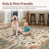 Ultra Soft Area Rug, Non Slip, Stain Resistant, Washable Area Rugs for Living Room, Bedroom, Elegant Neutral Floral Arrangement(Ivory)