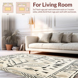 Ultra Soft Area Rug, Non Slip, Stain Resistant, Washable Area Rugs for Living Room, Bedroom, Boho Bliss Indoor/ Beige Runner Durable &(Beige)