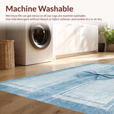 Ultra Soft Area Rug, Non Slip, Stain Resistant, Washable Area Rugs for Living Room, Bedroom, Charming Ribbon Tie Accent Rug With Dainty Coquette Design For Stylish Decor(Blue)