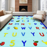 Ultra Soft Area Rug, Non Slip, Stain Resistant, Washable Area Rugs for Living Room, Bedroom, Bright Animal-Themed Alphabet Style(Blue)