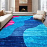 Ultra Soft Area Rug, Non Slip, Stain Resistant, Washable Area Rugs for Living Room, Bedroom, Elegant Contemporary Wave Aesthetic(Blue)