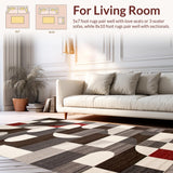 Ultra Soft Area Rug, Non Slip, Stain Resistant, Washable Area Rugs for Living Room, Bedroom, Rustic Tiled Pattern with Warm Hues(Gray)