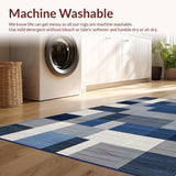 Ultra Soft Area Rug, Non Slip, Stain Resistant, Washable Area Rugs for Living Room, Bedroom, Urban Navy Geometry Touch(Blue)