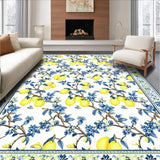 Ultra Soft Area Rug, Non Slip, Stain Resistant, Washable Area Rugs for Living Room, Bedroom, Cheerful Lemon Blossom with Elegant Details(Yellow)