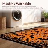 Ultra Soft Area Rug, Non Slip, Stain Resistant, Washable Area Rugs for Living Room, Bedroom, Unique Seasonal Bat Illustration(Orange)