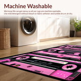 Ultra Soft Area Rug, Non Slip, Stain Resistant, Washable Area Rugs for Living Room, Bedroom, Funky Multi-Color Audio Vibe(Pink)