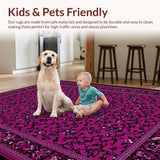 Ultra Soft Area Rug, Non Slip, Stain Resistant, Washable Area Rugs for Living Room, Bedroom, Elegant Curvilinear Scrollwork Design(Purple)