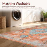 Ultra Soft Area Rug, Non Slip, Stain Resistant, Washable Area Rugs for Living Room, Bedroom, Transitional Soft Beige Layered Patterns(Orange)