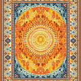 Ultra Soft Area Rug, Non Slip, Stain Resistant, Washable Area Rugs for Living Room, Bedroom, Warm Toned Retro Sun Motif(Orange)
