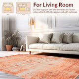 Ultra Soft Area Rug, Non Slip, Stain Resistant, Washable Area Rugs for Living Room, Bedroom, Cozy Orange and Gray Medallion(Orange)