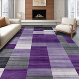Ultra Soft Area Rug, Non Slip, Stain Resistant, Washable Area Rugs for Living Room, Bedroom, Stylish Monochrome Abstract Elements(Purple)