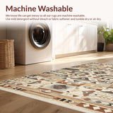 Ultra Soft Area Rug, Non Slip, Stain Resistant, Washable Area Rugs for Living Room, Bedroom, Textured Geometric Earth Tone(Brown)