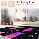 Ultra Soft Area Rug, Non Slip, Stain Resistant, Washable Area Rugs for Living Room, Bedroom, Vibrant Cosmic Glitter Aesthetic(Black)