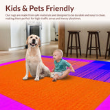 Ultra Soft Area Rug, Non Slip, Stain Resistant, Washable Area Rugs for Living Room, Bedroom, Contemporary Bright Sensory Composition(Orange)