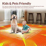 Ultra Soft Area Rug, Non Slip, Stain Resistant, Washable Area Rugs for Living Room, Bedroom, Artistic Rainbow Sunburst Pattern(Yellow)