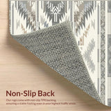 Ultra Soft Area Rug, Non Slip, Stain Resistant, Washable Area Rugs for Living Room, Bedroom, Elegant Greige Aztec Patterned With Layered Linear And Chevron Details(Gray)