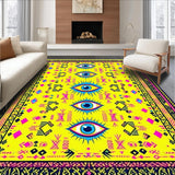 Ultra Soft Area Rug, Non Slip, Stain Resistant, Washable Area Rugs for Living Room, Bedroom, Mystical Geometric Velvet Accent(Yellow)