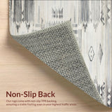 Ultra Soft Area Rug, Non Slip, Stain Resistant, Washable Area Rugs for Living Room, Bedroom, Abstract Grey and Cream Tumble Pattern Rug with Distressed Tribal Motifs(Gray)