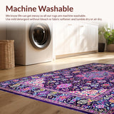 Ultra Soft Area Rug, Non Slip, Stain Resistant, Washable Area Rugs for Living Room, Bedroom, Rustic Boho Tiled Pattern(Purple)