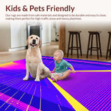 Ultra Soft Area Rug, Non Slip, Stain Resistant, Washable Area Rugs for Living Room, Bedroom, Eclectic Futuristic Wave Motif(Purple)