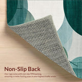 Modern Botanical Bath Rug Abstract Leaf Print for Bathroom(Teal)