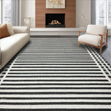 Ultra Soft Area Rug, Non Slip, Stain Resistant, Washable Area Rugs for Living Room, Bedroom, Minimalist Dual Tone Stripe With Handcrafted Layered Lines(Black)