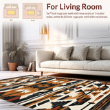Ultra Soft Area Rug, Non Slip, Stain Resistant, Washable Area Rugs for Living Room, Bedroom, Earthy Toned Tribal Aesthetic(Brown)
