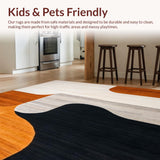 Ultra Soft Area Rug, Non Slip, Stain Resistant, Washable Area Rugs for Living Room, Bedroom, Black Orange Brown Abstract Geometric Shape Washable Area Rug(Orange)