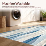 Ultra Soft Area Rug, Non Slip, Stain Resistant, Washable Area Rugs for Living Room, Bedroom, Coastal Harmony Serene Blue & Beige Oval(Blue)
