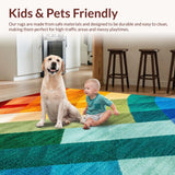 Ultra Soft Area Rug, Non Slip, Stain Resistant, Washable Area Rugs for Living Room, Bedroom, Contemporary Rainbow Dining Room Non-Slip Carpet(Red)