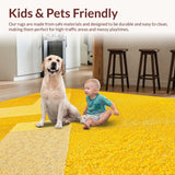 Ultra Soft Area Rug, Non Slip, Stain Resistant, Washable Area Rugs for Living Room, Bedroom, Modern Yellow Gray Living Room Stain-Resistant Rug(Yellow)