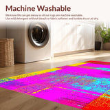 Ultra Soft Area Rug, Non Slip, Stain Resistant, Washable Area Rugs for Living Room, Bedroom, Whimsical Abstract Circular Motifs(Pink)
