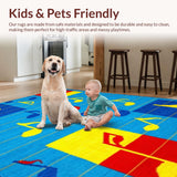 Ultra Soft Area Rug, Non Slip, Stain Resistant, Washable Area Rugs for Living Room, Bedroom, Harmonious Chromatic Circle Pattern(Blue)
