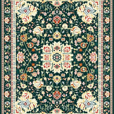 Ultra Soft Area Rug, Non Slip, Stain Resistant, Washable Area Rugs for Living Room, Bedroom, Neutral Boho with Floral Motifs(Dark Green)