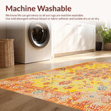 Ultra Soft Area Rug, Non Slip, Stain Resistant, Washable Area Rugs for Living Room, Bedroom, Whimsical Colorful Abstract Flourish(Yellow)