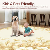 Ultra Soft Area Rug, Non Slip, Stain Resistant, Washable Area Rugs for Living Room, Bedroom, Tranquil Bloom Absorbent Beige Bath Non Skid Floral(Beige)