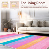 Ultra Soft Area Rug, Non Slip, Stain Resistant, Washable Area Rugs for Living Room, Bedroom, Kawaii Pastel Rainbow Nursery Play Mat(Red)