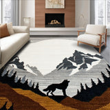 Ultra Soft Area Rug, Non Slip, Stain Resistant, Washable Area Rugs for Living Room, Bedroom, Cozy Vintage Animal Illustration(Gray)