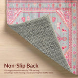Ultra Soft Area Rug, Non Slip, Stain Resistant, Washable Area Rugs for Living Room, Bedroom, Vibrant Pink Geometric Accents(Pink)